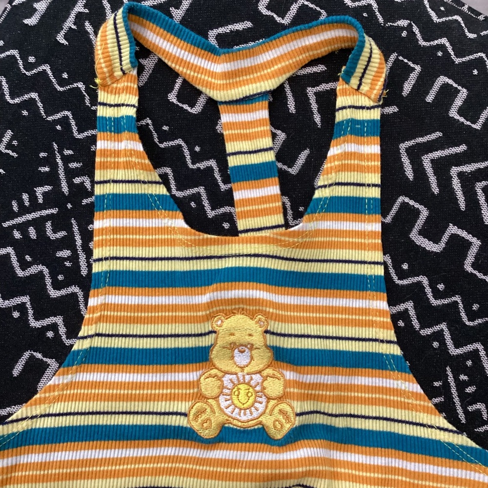 Care Bears Striped Yellow and Green T-strap Racer Back Tank Top - Picture 3 of 4